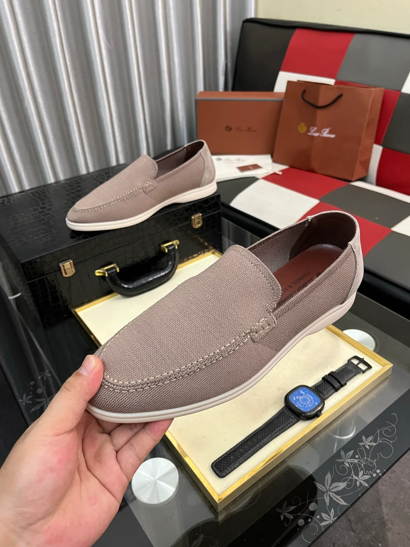 Men's men's shoes💰420⌚️⌚️Loro*Piana pure original 2025 soft and comfortable LP deerskin flat-soled casual star's same style slip-on Loaf men's shoes, size: 38-446️⃣colors available